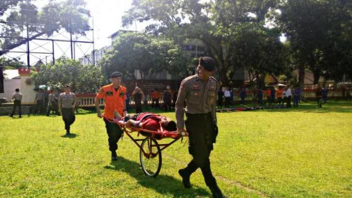 TIM SAR Gabungan Latihan di Mako Brimob Polda Sumut
