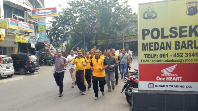 Sambut Pilkada, Polsek Medan Baru Lakukan Olahraga Bersama 