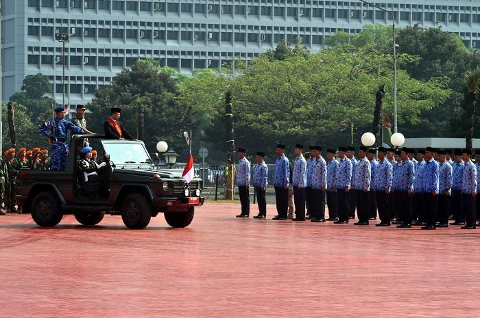 Panglima TNI Tinjau Geladi Bersih Upacara HUT Ke-73 TNI di Mabes TNI