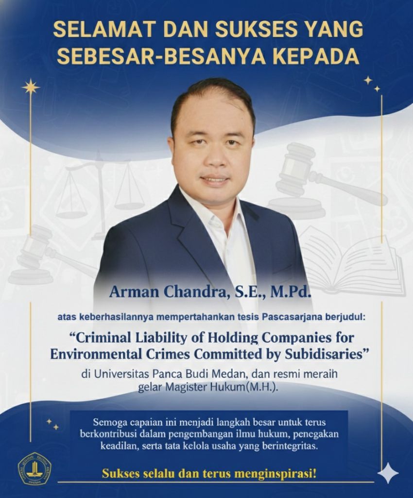 Arman Chandra Resmi Raih Gelar Magister Hukum, Sukses Pertahankan Tesis di Universitas Panca Budi Medan